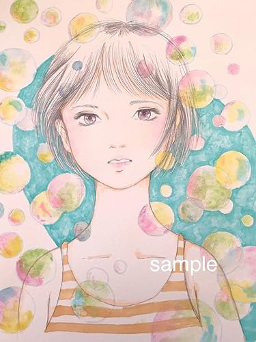 Amazon 水彩画 イラスト シャボン玉少女 おもちゃ ホビー
