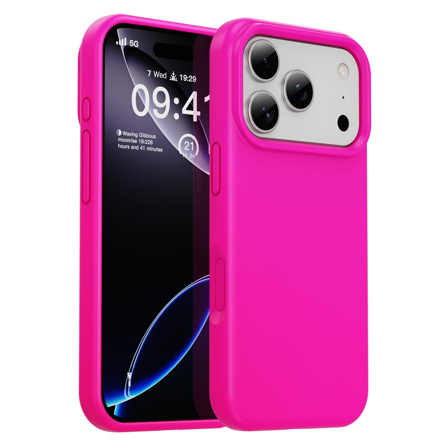 ZUSLAB Silicone Case Compatible with iPhone 17 Pro Max 6.9 Inch 2025, Lightweight Phone Case, Wireless Charging Compat., Liquid Silicone Gel Rubber Cover, Anti-Scratch TPU Protective Bumper, Hot Pink