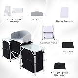 Warmiehomy Folding Camping Storage Cupboard with Aluminium Frame 3+1 Black view 6