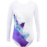 Nutyomi Long Sleeve Gymnastics Leotards for Girls Sparkly Rainbow Colorful Dancewear Gymnastics Outfits for Girls 2-10 Years