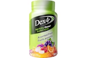 Dex4 Glucose Tablets – Assorted Fruit Flavour – 50 Tablets per Bottle – Fast-Acting, Pre-Measured Glucose Tabs – Fat-Free, Gl