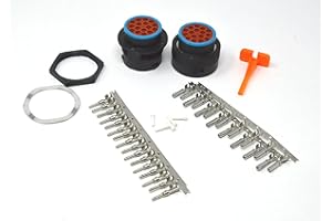 Deutsch HDP20 Bulkhead 16-pin Connector kit, 10-12 AWG Stamped Contacts (Made in USA)
