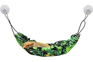 MinrzPet Gecko Tank Accessories, Reptile Hammock with Elastic Rope and Suction Cups, Terrarium Accessories for Crested Gecko, Leopard Gecko, Little Snake