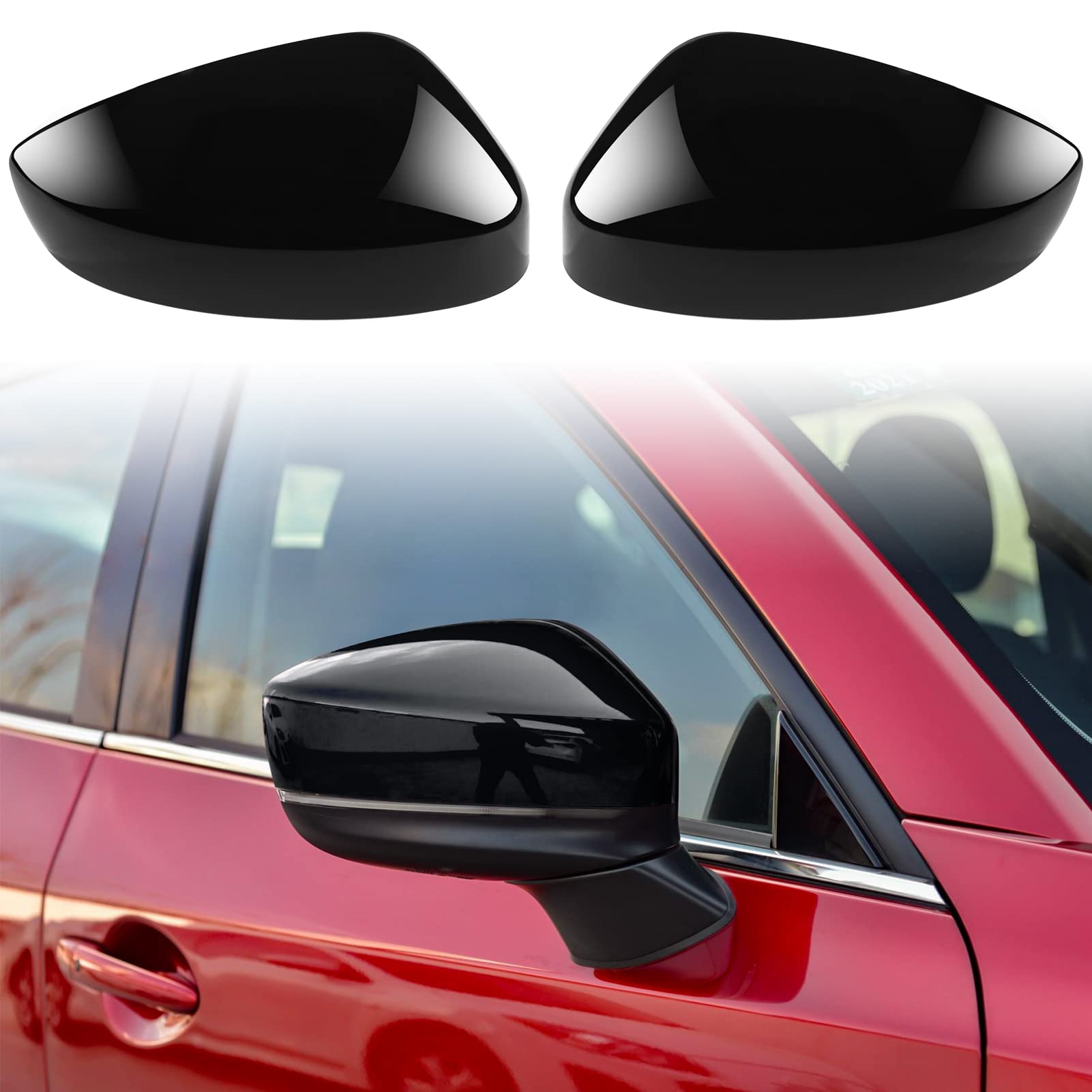 Compatible with Mazda CX-5 Accessories 2025 2024 2023 2022 2021 2020 2019 2018 2017 Aggressive Look Sporty Car Exterior Door Side Window Rearview Mirror Cover Trims Cap Protector -Black