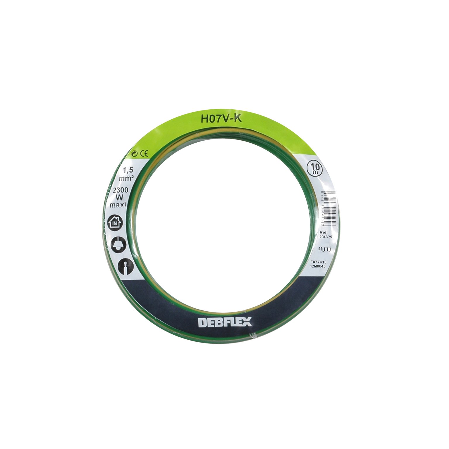 Debflex 204325 HO7V-K 1.5 Spool 10 m Yellow/Green