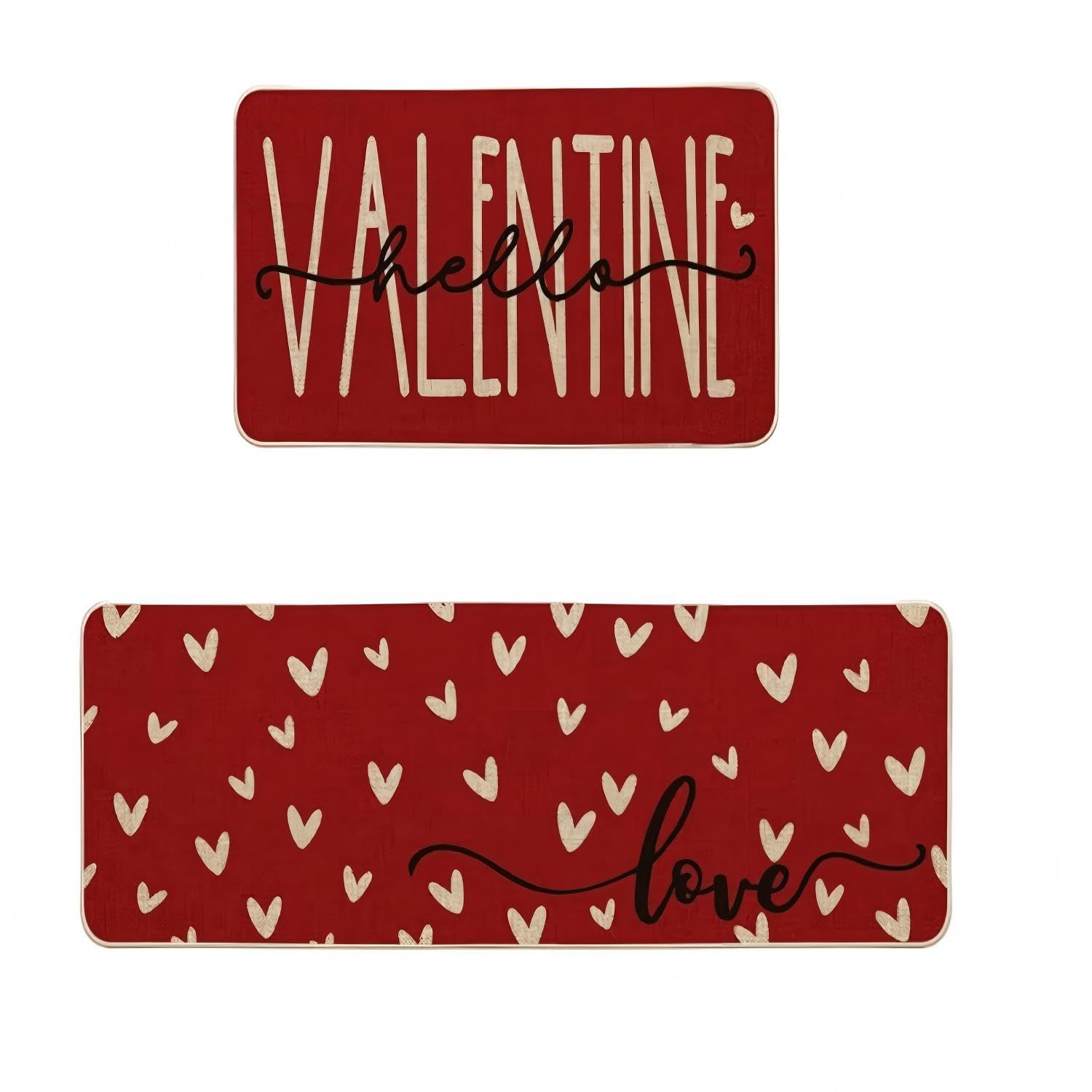 Photo 1 of Jsdzsm Valentine's Day Kitchen Rugs Set of 2, Red Heart Non-Slip Low-Profile Kitchen Mats for Floor, Soft Decorative Runners for Valentine Decor, 19x31 & 19x47 Inch