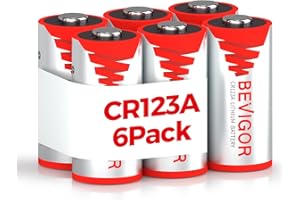 BEVIGOR CR123A 3V Lithium Batteries 6 Pack,1500mAh 3 Volt 123 Battery Camcorder Batteries for Flashlight and Security Device【