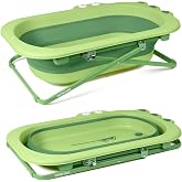 Beberoad Love Collapsible Baby Bathtub for Newborn to Toddler (Green) | 2-level Height Adjustable, PP+TPE Safe Material, Non-Slip, Easy to Clean, Portable Foldable Design, Space-Saving