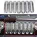 [Upgrade Clip in Version] Chrome Silver Front Grille Mesh Grill Insert Kit for Jeep Wrangler Rubicon Sahara Jk 2007-2015 Model 7 Pieces