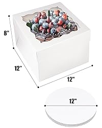 Bakepacker 36pcs 12x12x8 Inches Cake Boxes with