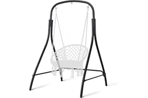 SUNCREAT Hammock Chair Stand, Heavy-Duty Steel Hammock Stand, 400 lbs Capacity, Adjustable Height, Dual-use Swing Stand for Outdoor Indoor, Hammock Chair not Included, Black