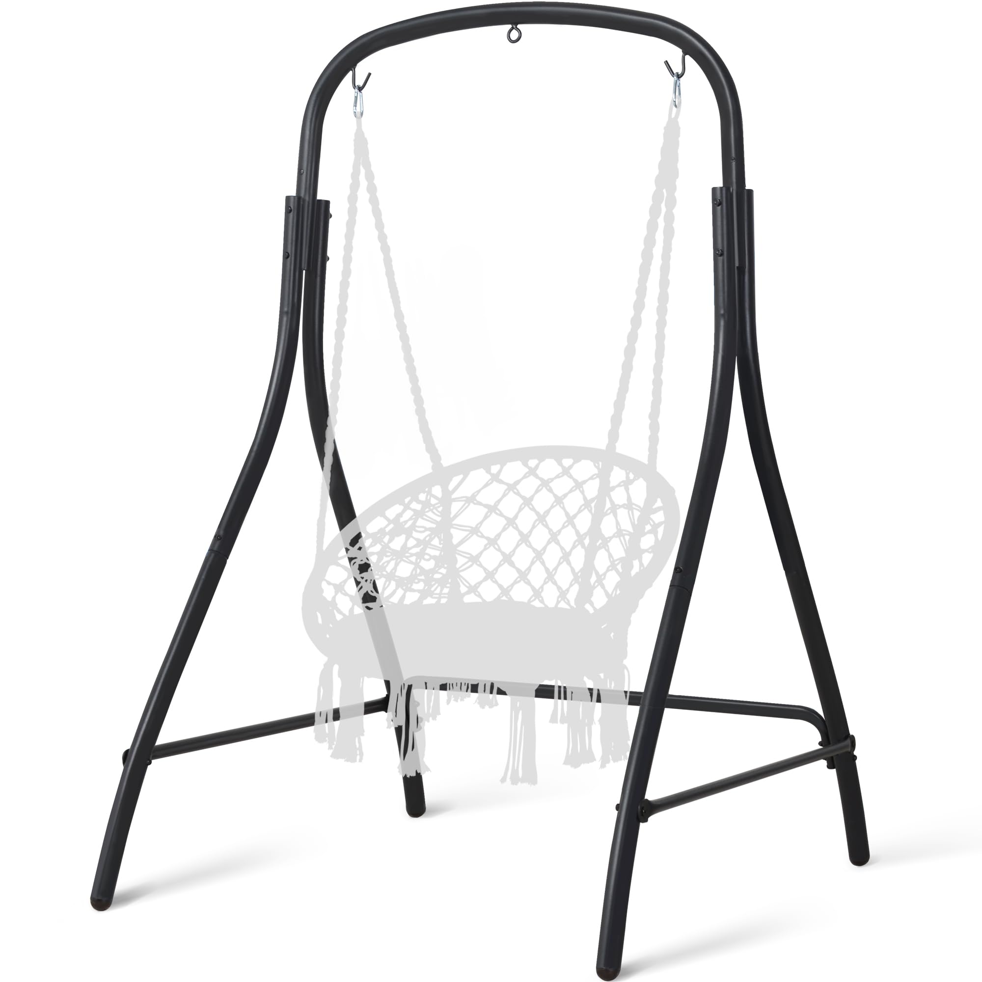View 1 of ***MISSING PARTS*** SUNCREAT Hammock Chair Stand, Heavy-Duty Steel Hammock Stand, 400 lbs Capacity, Adjustable Height, Dual-use Swing Stand for Outdoor Indoor, Hammock Chair not Included, Black