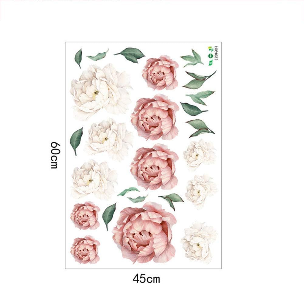 856store-Simple and Durable Home Decor,Peony Flower Home Wall Sticker Living Room Background Decal Mural DIY Decoration - Dark Pink