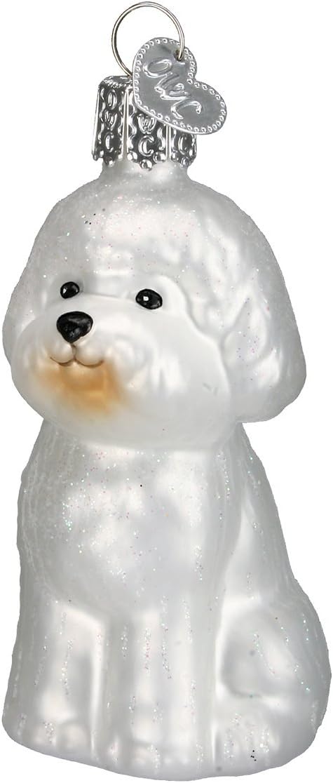 Ornaments - Old World Christmas Bichon Frise Glass Blown Ornament for Christmas Tree