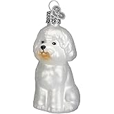 Old World Christmas Bichon Frise Glass Blown Ornament for Christmas Tree, Handcrafted Holiday Decoration, Dog Collection