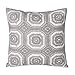 Mika Home Cotton Embroidery Geometric Circles Accent Decorative Pillow Case Cushion Cover for 18X18 inserts Grey White
