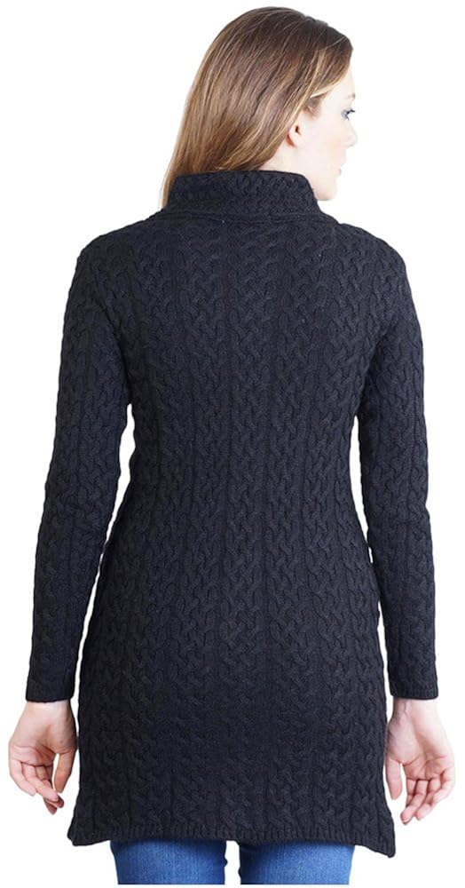 montrex acro wool winter long coat for women, girls (black)