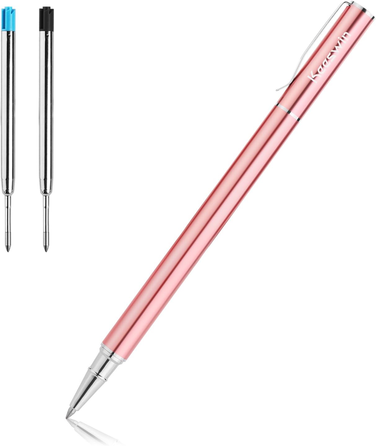 Keeswin Metal Refillable Gel Ink Pens 0.5MM Black with 0.7MM Black & Blue refills Smooth Writing for Business, School, Office with Gift Box Rose Gold