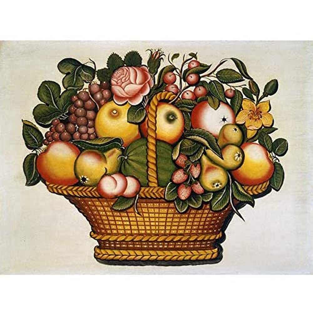 Kunstdruck auf Leinwand, Motiv: Korb mit Obstblumen, Kunstdruck, Wanddekoration