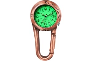 Ibohevo Clip on Watch Carabiner: Men Women Glow in The Dark Fob Watch Waterproof Pocket Watch Novelty Watches for Doctors Nurses Outdoor Activities