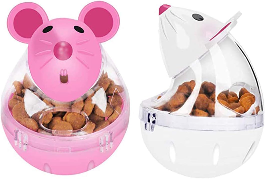 Fantasyon 2 Pcs Cat Treat Toy Feeder Toy, Cat Food Ball Mouse shape
