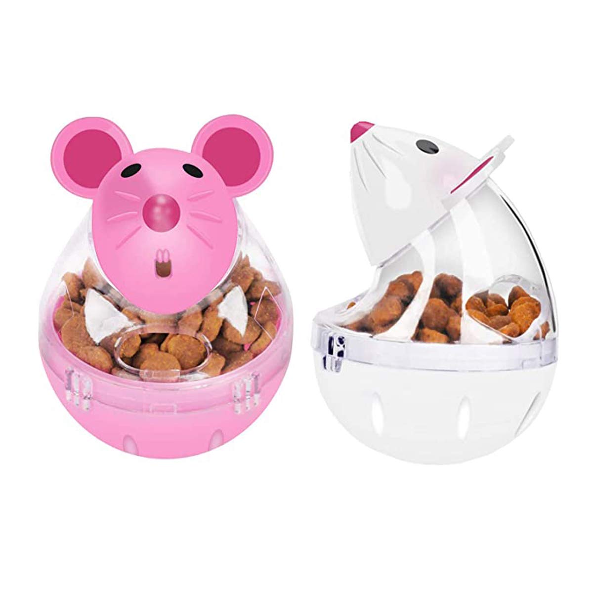 Fantasyon 2 Pcs Cat Treat Toy Puzzle Feeder, Cat Treat Dispenser Treat Ball Slow Feeder Ball for Interactive IQ Treat Training Toy