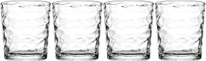 Modern Drinking Glasses Set, Reflection Glassware, Includes 4 DOF Glasses(13oz) 4-piece Elegant Glassware Set (4-13 oz Rocks)