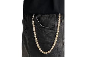 DIKJAK Pearl Wrap Pants Chain - Hip Hop Jeans Dangle Wallet Chains- Gothic Rocker Body Chain for Men & Women - Edgy Layered Belt Accessory - Stage Ready Punk Statement