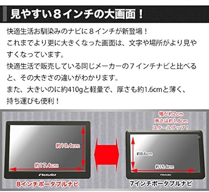 Amazon Co Jp 17年度版ワンセグｔｖ録画機能搭載 8インチポータブルナビ 家電 カメラ