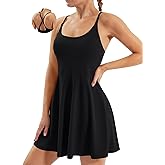 Ewedoos Tennis Dress Womens Athletic Dress Built in Shorts & Bra Adjustable Straps Workout Exercise Golf Summer Dress
