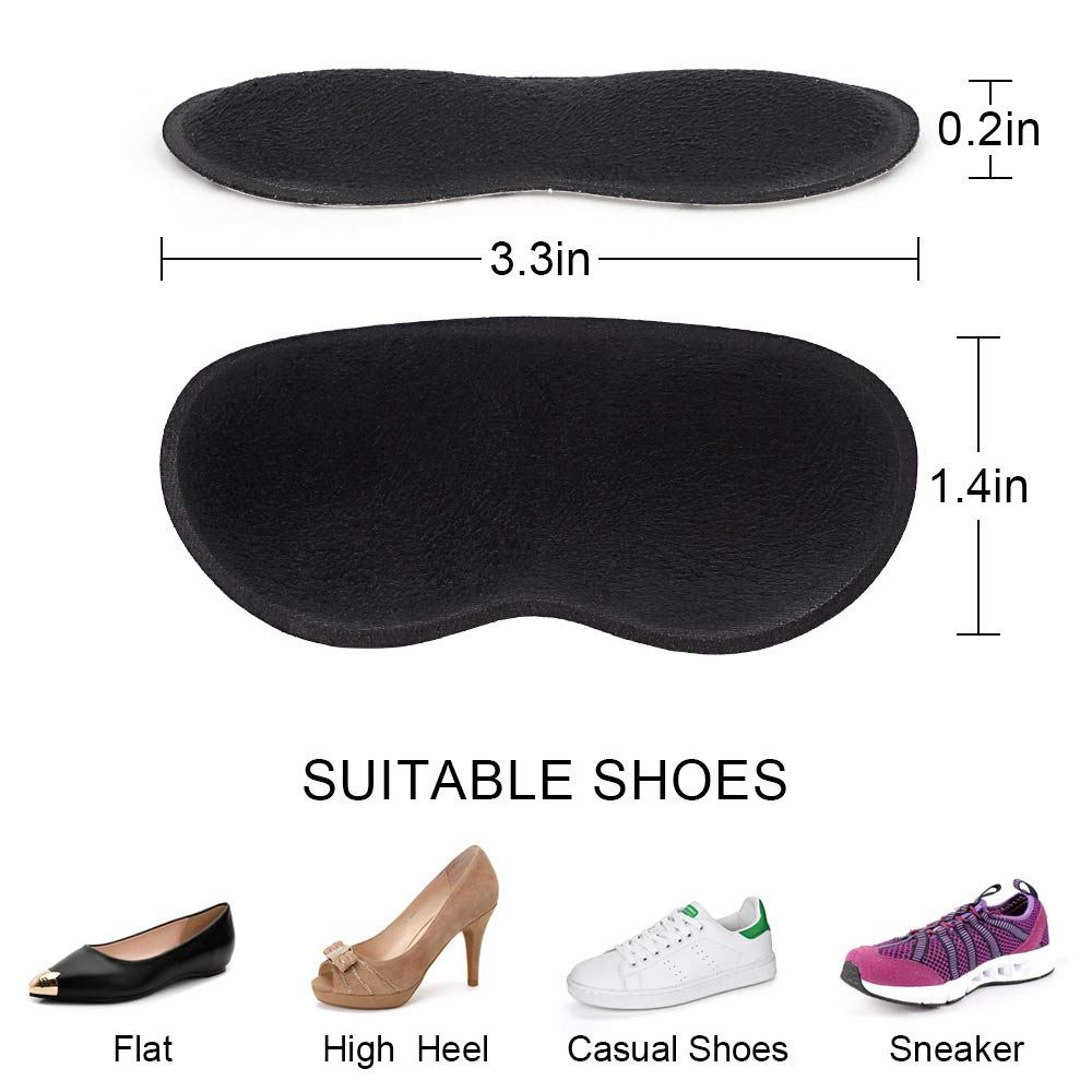 Dr. Foot\'s Heel Grips for Ladies Shoes, Shoes Too Big, Back Inserts Protect from rubbing and Slipping for Men and Women (Black)