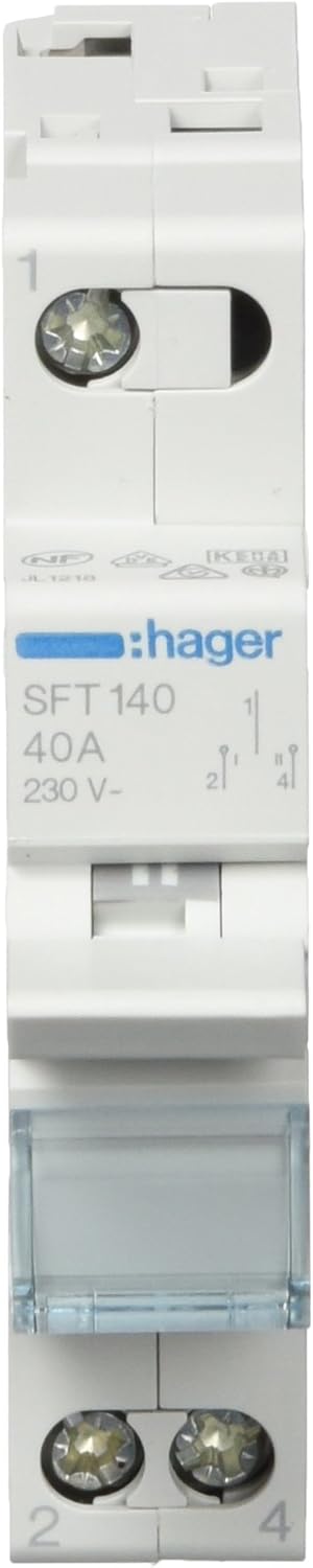 Hager Systems SFT140 Modular Switch with Common Up, I-0-II, 1 Pole, 40A, White, dane 3108 - Image 3