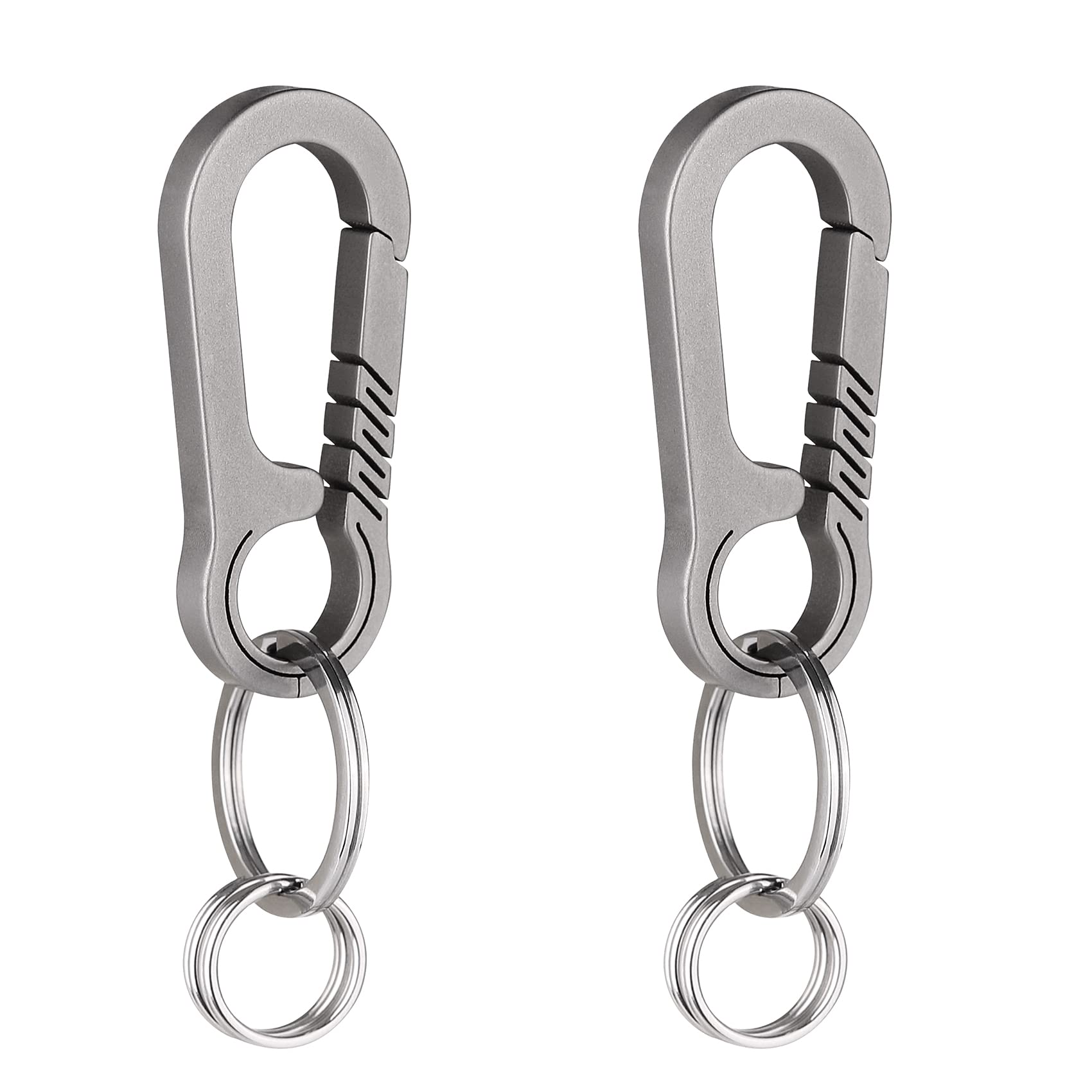 Key Ring Titanium Carabiner Carabina Snap Hook Clip for Keys Heavy Duty Strong Tibitdeer Titanium Key Holder 2 Packs
