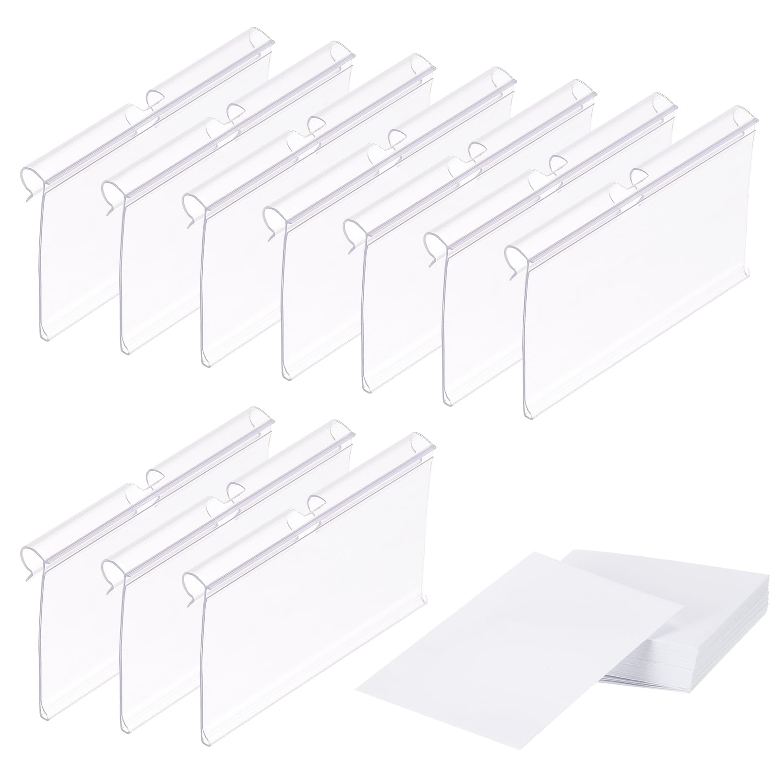 PATIKIL 50 Pcs Wire Shelf Label Holder, Plastic Storage Bins Clip Merchandise Sign Display Holder Label Holders for Market, Retail Shop, and Pantry(2.09x3.15 inch)