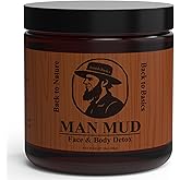 Amish Basics Natural Man Mud Activated Charcoal Face & Body Clay Mask | Deep Pore Cleansing and Detoxification | 16 oz Jar | Made in USA