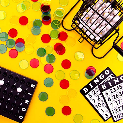 Jumbo Bingo Bundle - 50 Large Print Bingo Cards, 300 1.25" Bingo Chips - Educational STEM Resource - Translucent Colored Counting Markers for Elementary Classroom and Early Childhood Math Games - Thumbnail 3