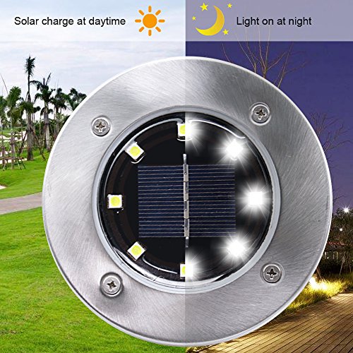 Solar Ground Lights,Garden Pathway Outdoor In-Ground Lights,Landscape Lighting Decor Lawn Light,for Driveway Pathway Walkway In Ground Underground Buried Light,Upgraded With 8 LED (4 pack) (white) - Thumbnail 5