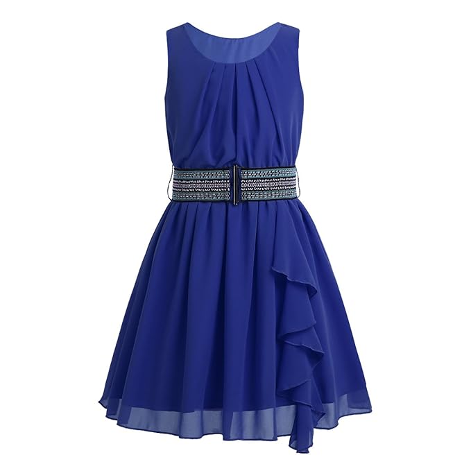 Tiaobug Mädchen Sommer Chiffon Kleid festlich Prinzessin Partykleid A-Linie Knielang Kinder Brautjungfer Blumenmädchen Hochze