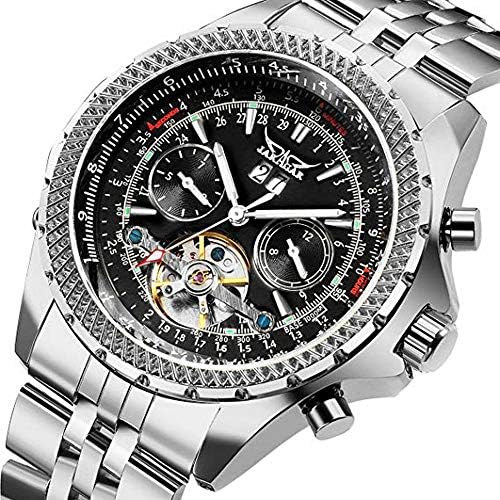 Mechanical Watch Automatic Skeleton Self-Winding Watch for Mens Stainless Steel Waterproof Luminous