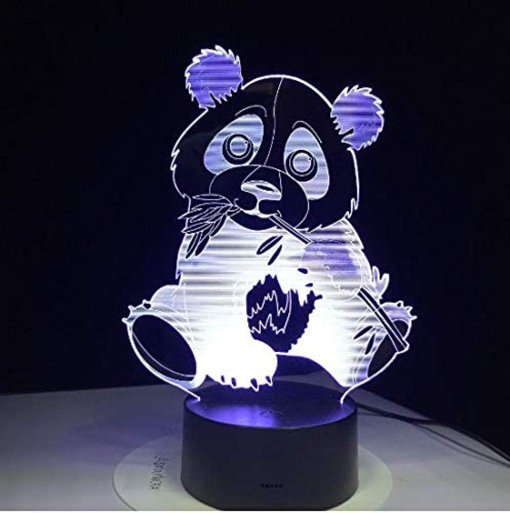 3D Illusion Night Light Bluetooth Smart Control 7&16M Color Mobile App Led Vision Panda Eating Bamboo Kids USB Decor Drop Ship Colorful Creative Gift