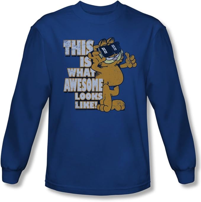 Garfield Mens Awesome Long Sleeve Shirt In Royal Clothing