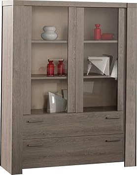 Contemporary Spanish Oak Colour Dining Display Cabinet Amazon Co