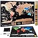 Gold Scratch Off World Map: Foil Scratch Off Travel Maps of the United States / World with Landmass & Landmark Tracker - Scratchable Wall Poster Includes Scratching Tool, Magnifier, Cloth & E-book