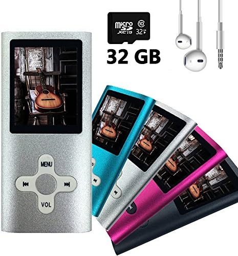 Wyne Technology 32GB MP3 MP4 Player with Assorted Micro SD Slot Fashion Durable Portable Music Player Energy Saving FM Radio Turner Video Player Photo Viewer Voice Recorder (Silver)
