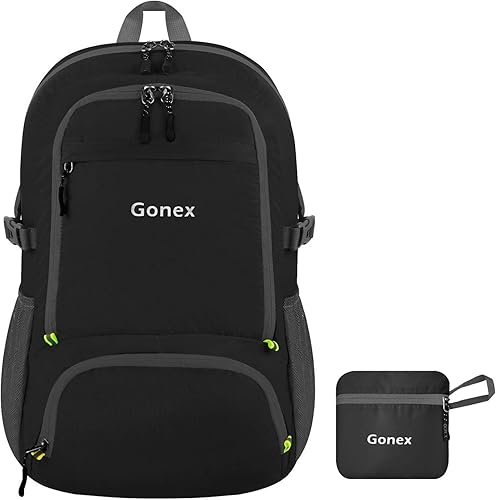 Amazon Co Jp Gonex 超軽量リュックサック 折りたたみ 30l アップグレード版 黒 シューズ バッグ