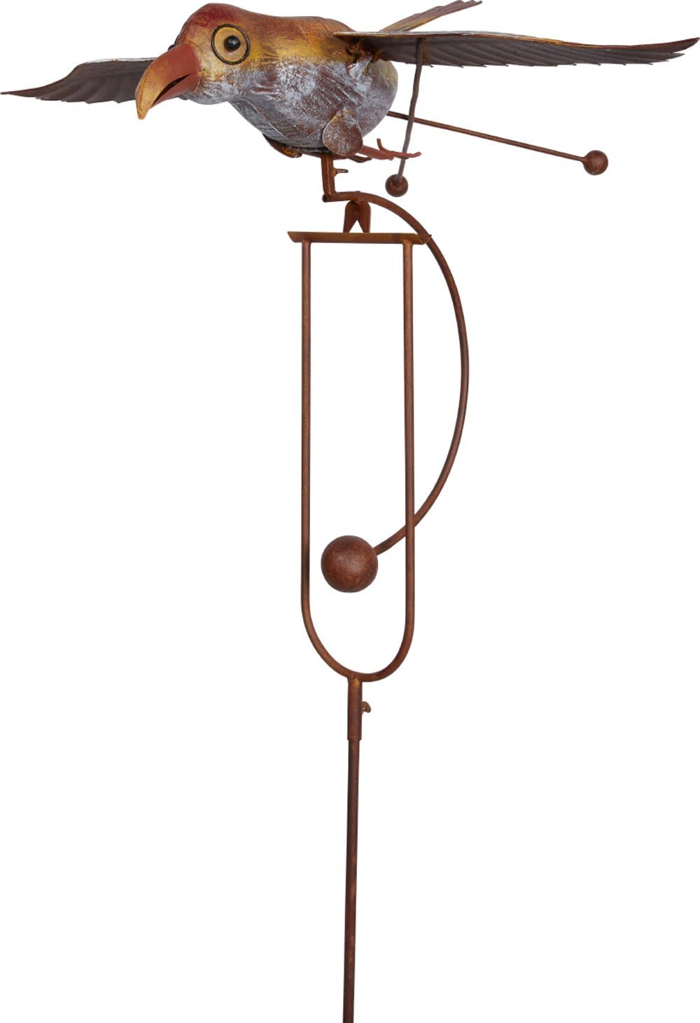 Terra Verde Home Rocking Bird with Bright Eyes Garden Stake, Rust