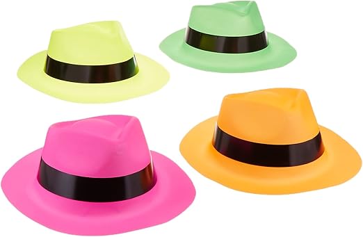 neon fedora party hats