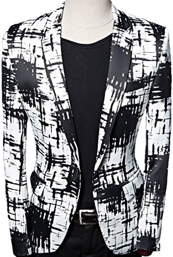 CARFFIV Men's Plus Size Fashion Casual Print Suit Jacket Blazer (Tag XXXXL (US L+) Chest 45.5", Splashed Ink)