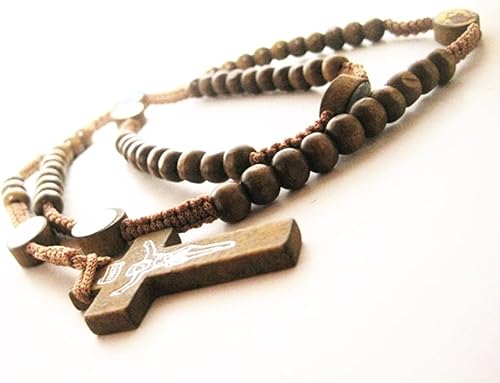 Amazon メキシコ雑貨 キリスト ロザリオ ネックレス 木製 クロス メキシカン ジュエリー B系 チカーノ ヒップホップ Lowrider ホットロッド チカーノファッション メンズ レディース ベージュ ネックレス 通販