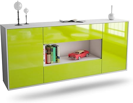 Sideboard Denton Hangend 180x77x35cm Korpus Weiss Matt Front Hochglanz Grun Push To Open Leichtlaufschienen Amazon Fr Cuisine Maison